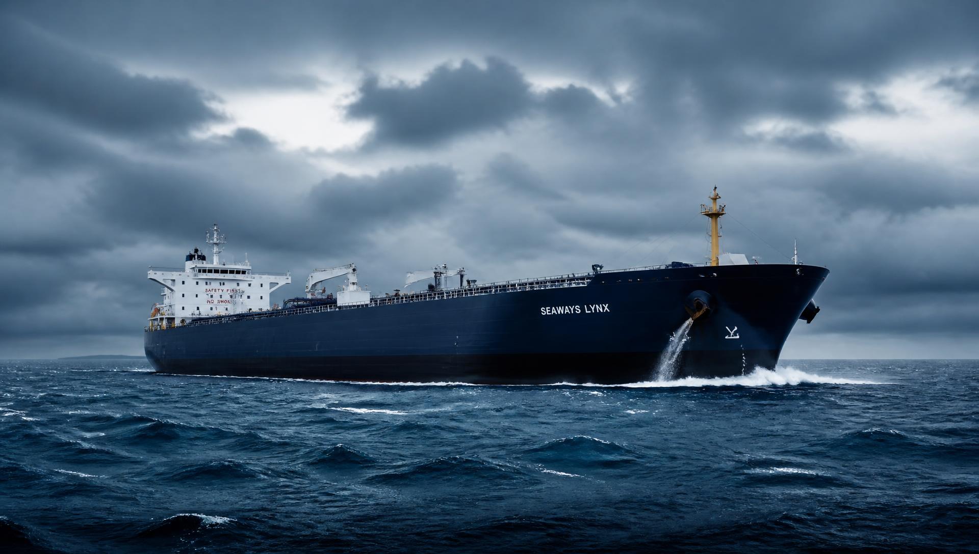 Oil and chemical tanker under way in open sea